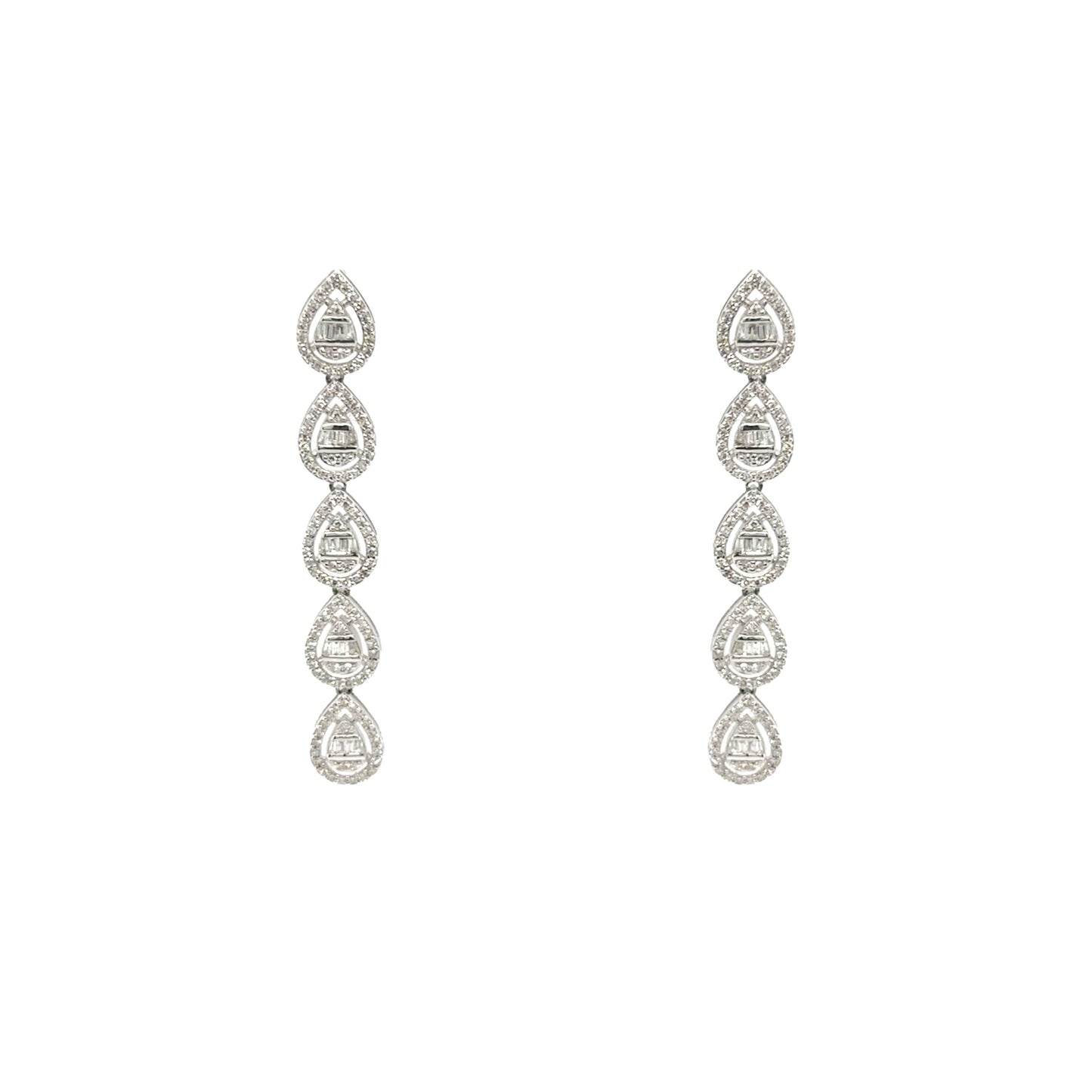 Teardrop Diamond Baguette Hanging Earrings