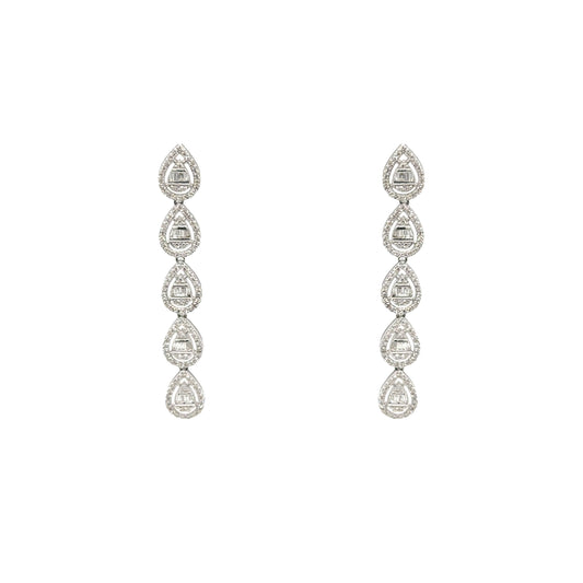 Teardrop Diamond Baguette Hanging Earrings