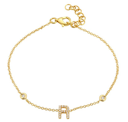 Yellow Gold Initial Diamond Bracelet