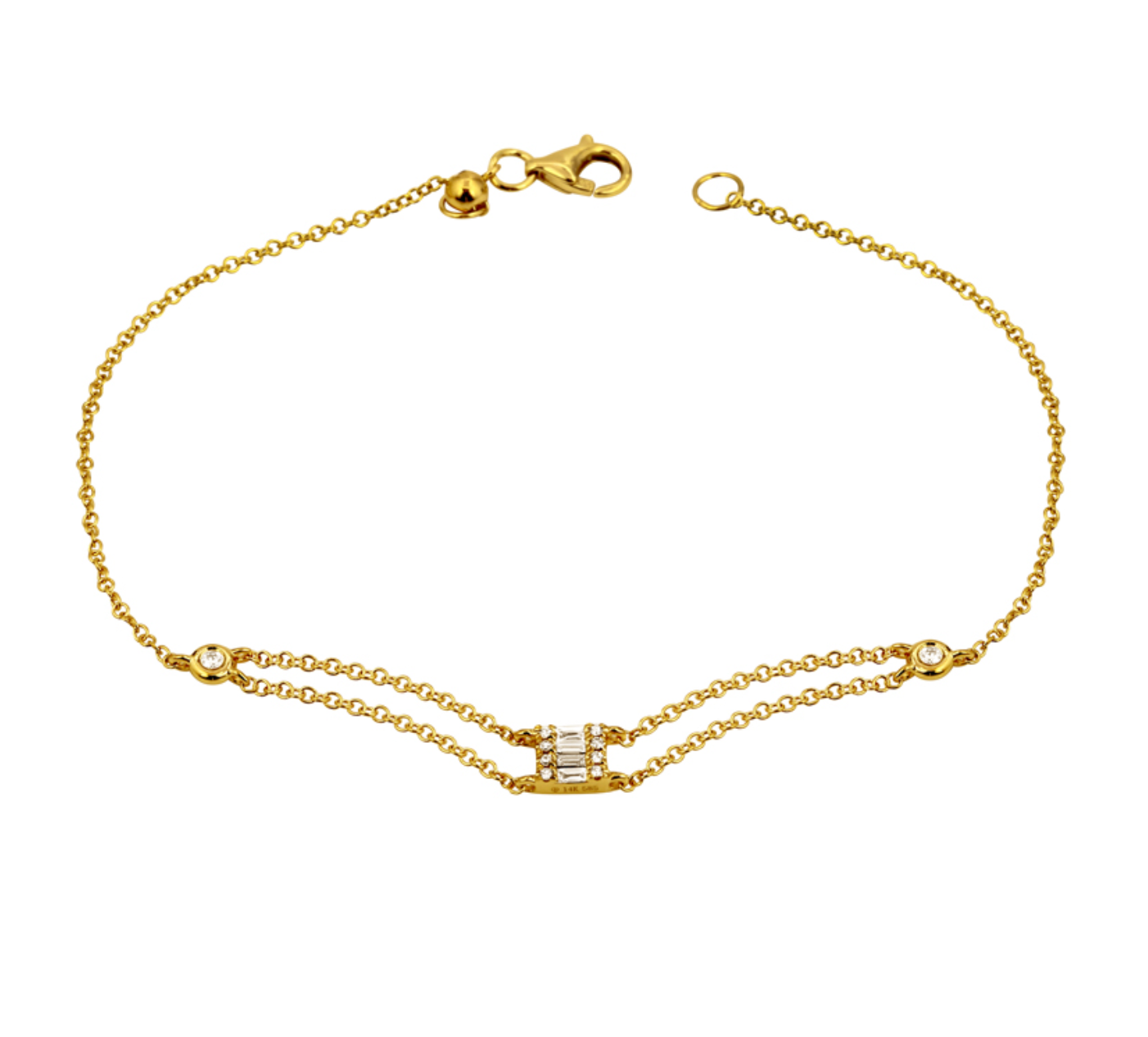 Yellow Gold Double Chain Cluster Bracelet