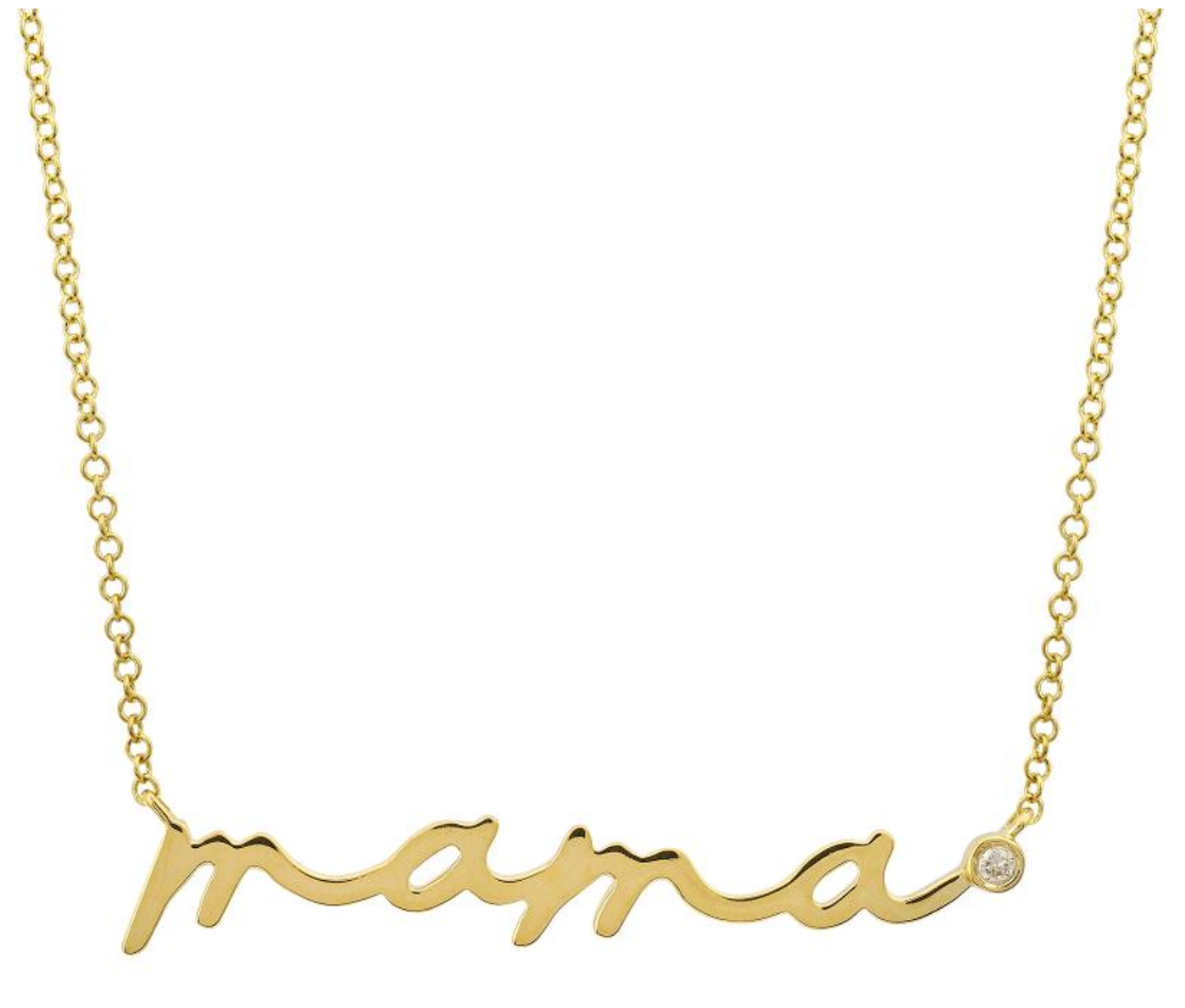 Yellow Gold Mama Diamond Necklace