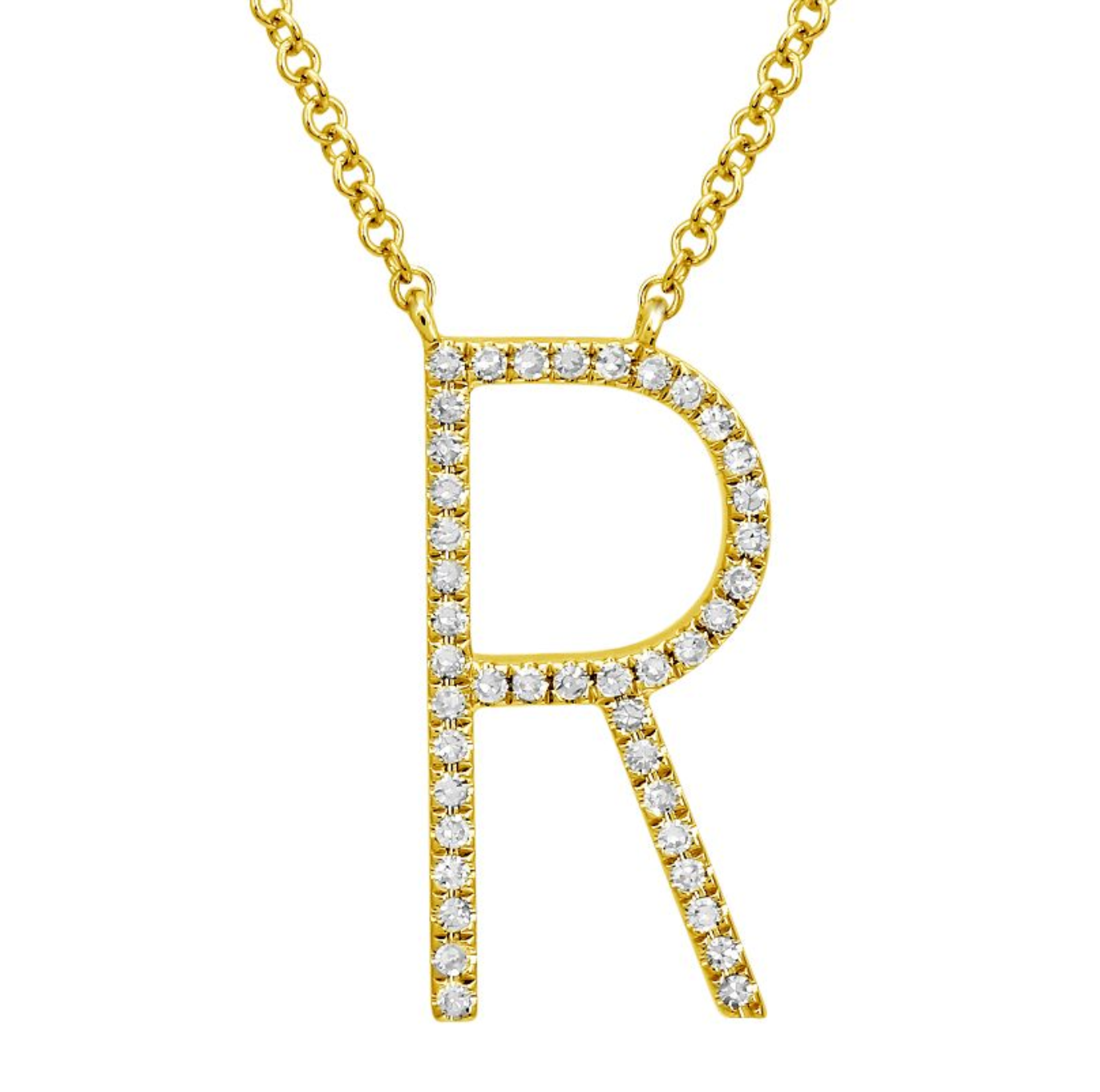 Yellow Gold Diamond Initial Necklace