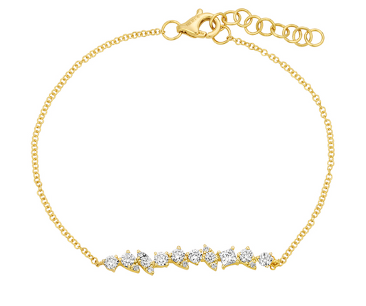 Multi Shaped Illusion Diamond Chain Bracelet