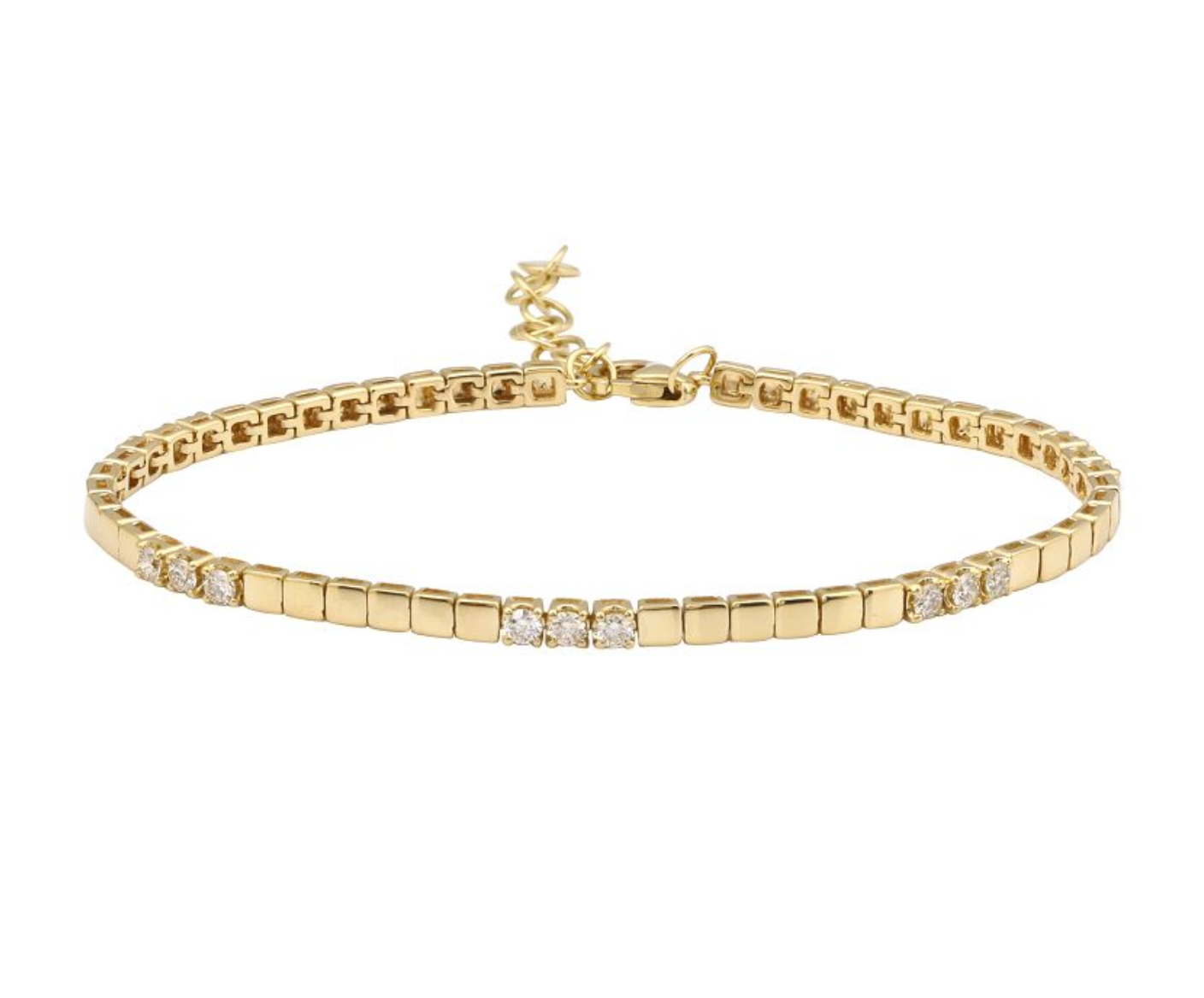 Yellow Gold Diamond Square Pattern Bracelet