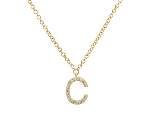 Yellow Gold Initial Diamond Necklace