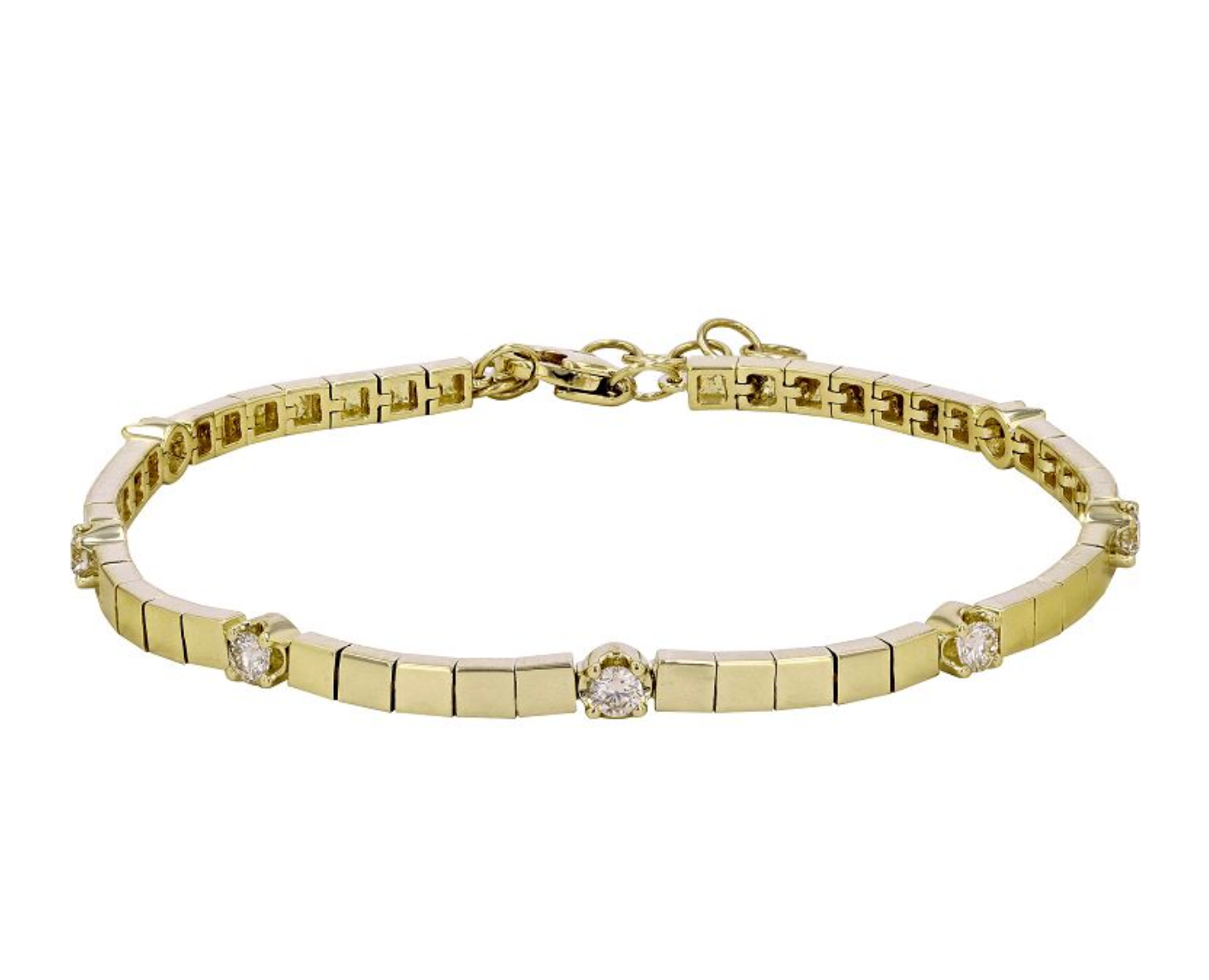 Yellow Gold Square Pattern Diamond Bracelet