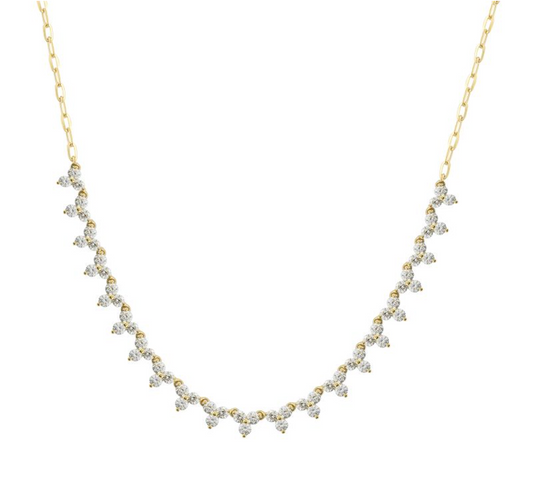 Yellow Gold Trio Diamond Chain Necklace