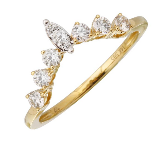 Yellow Gold Diamond Chevron Ring