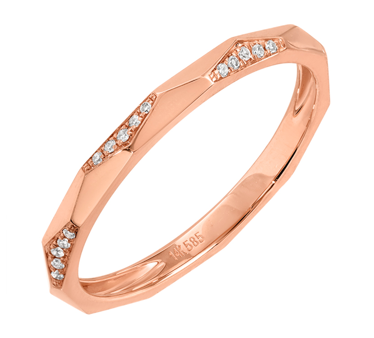 Rose Gold Facet Diamond Ring