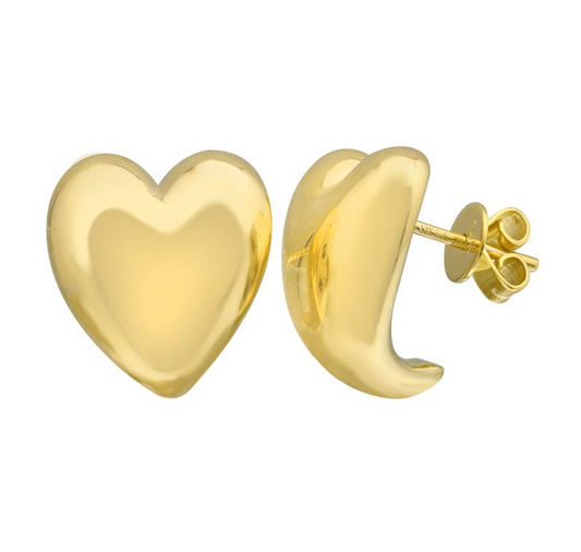 Yellow Gold Heart Drop Earrings