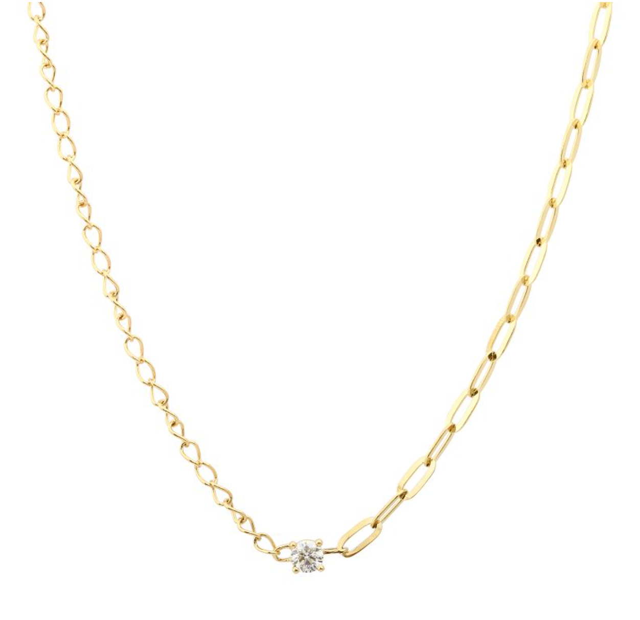 Yellow Gold Mixed Chain Diamond Necklace