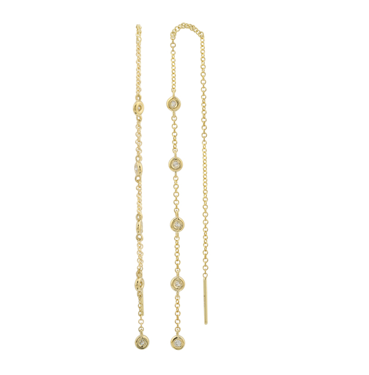 Yellow Gold Diamond Threder Earrings