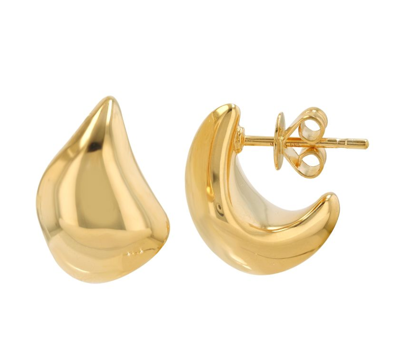 Yellow Gold Curve Sculptural Earrings