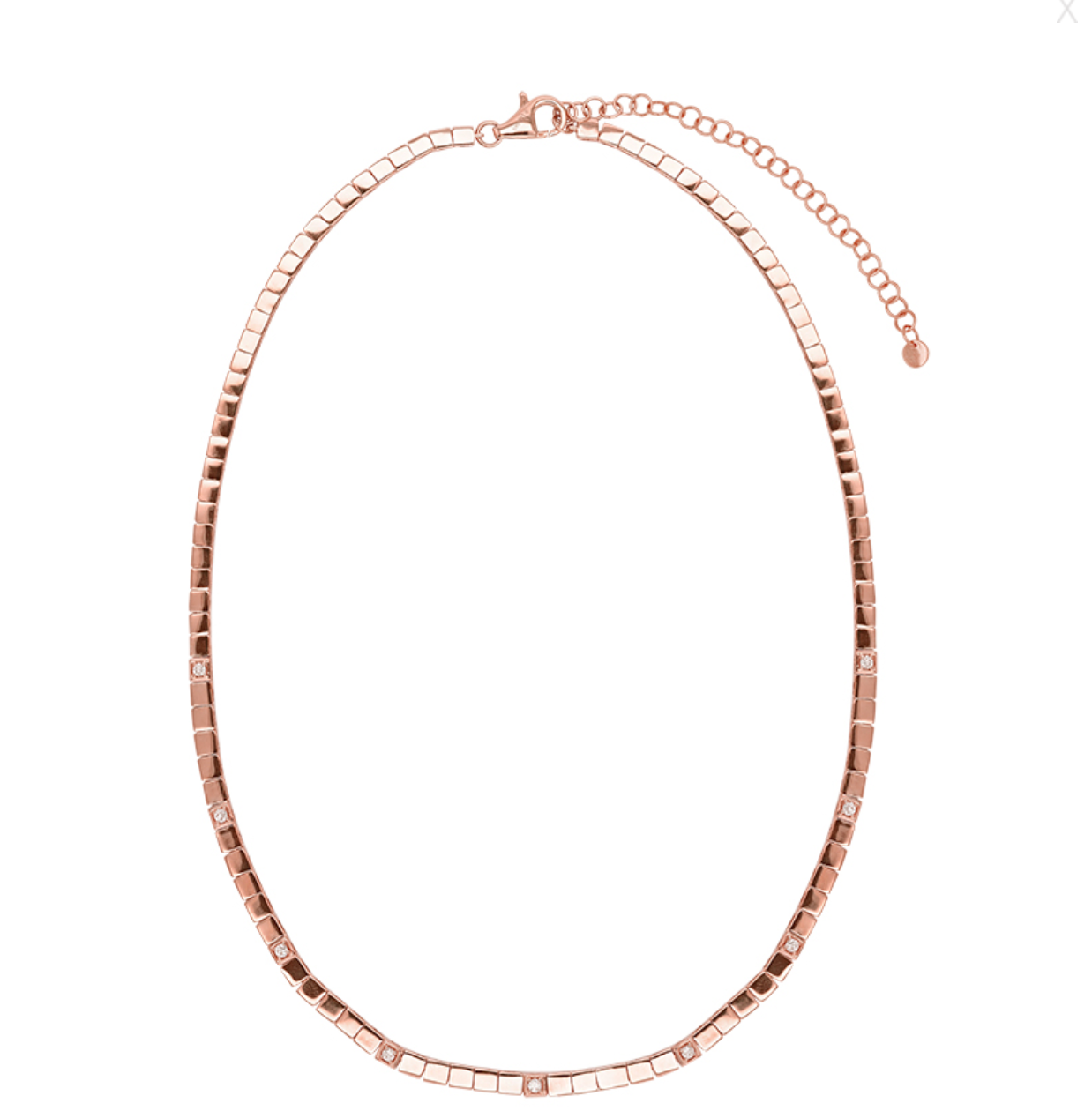 Rose Gold Diamond Square Pattern Necklace