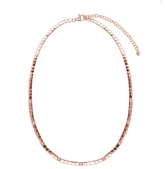 Rose Gold Diamond Square Pattern Necklace