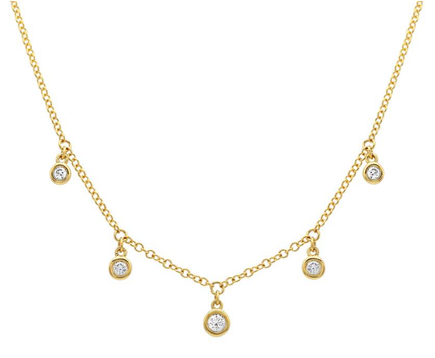 Bezel Set Diamond Hanging Necklace