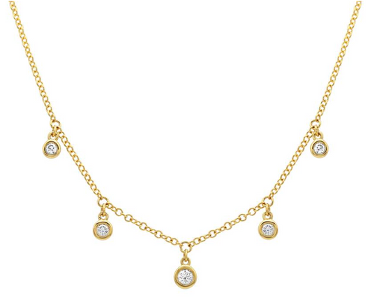 Bezel Set Diamond Hanging Necklace