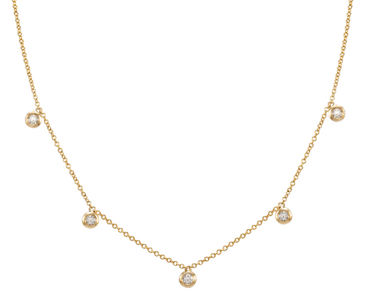 Bezel Set Diamond Hanging Necklace