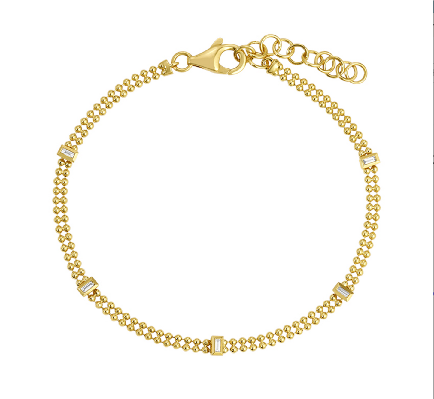 Bead Chain baguette Diamond Bracelet