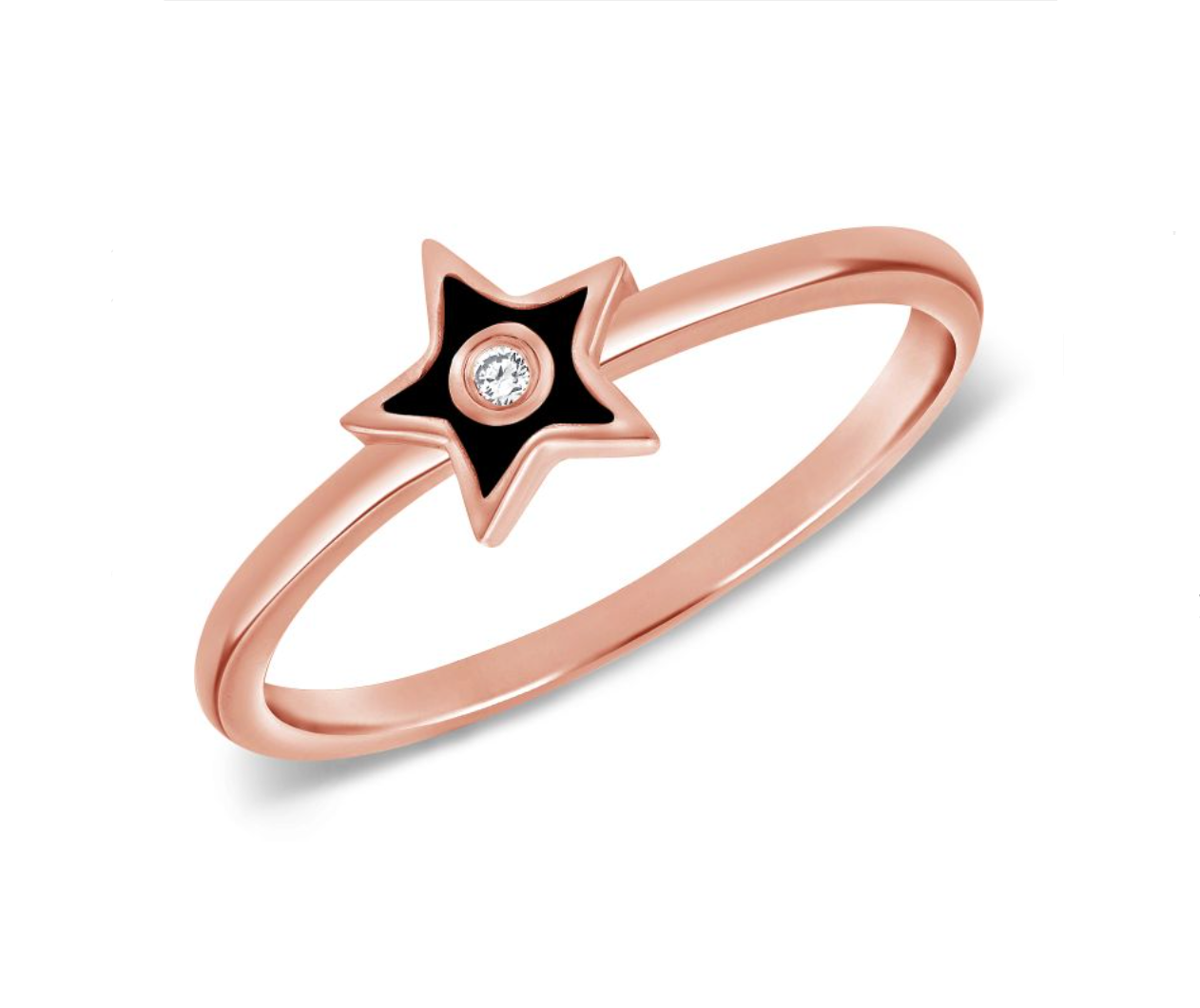 Black Enamel Star Ring