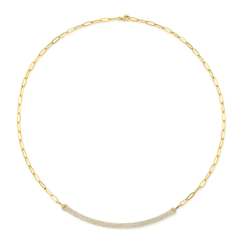 Pave Diamond Bar Necklace