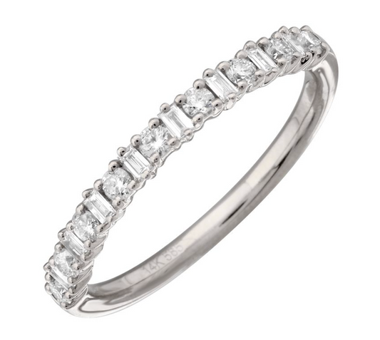 Round and Baguette Half Eternity Band