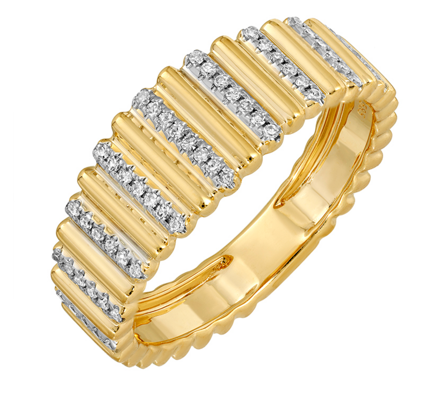 Ribbed Diamond Pattern Ring