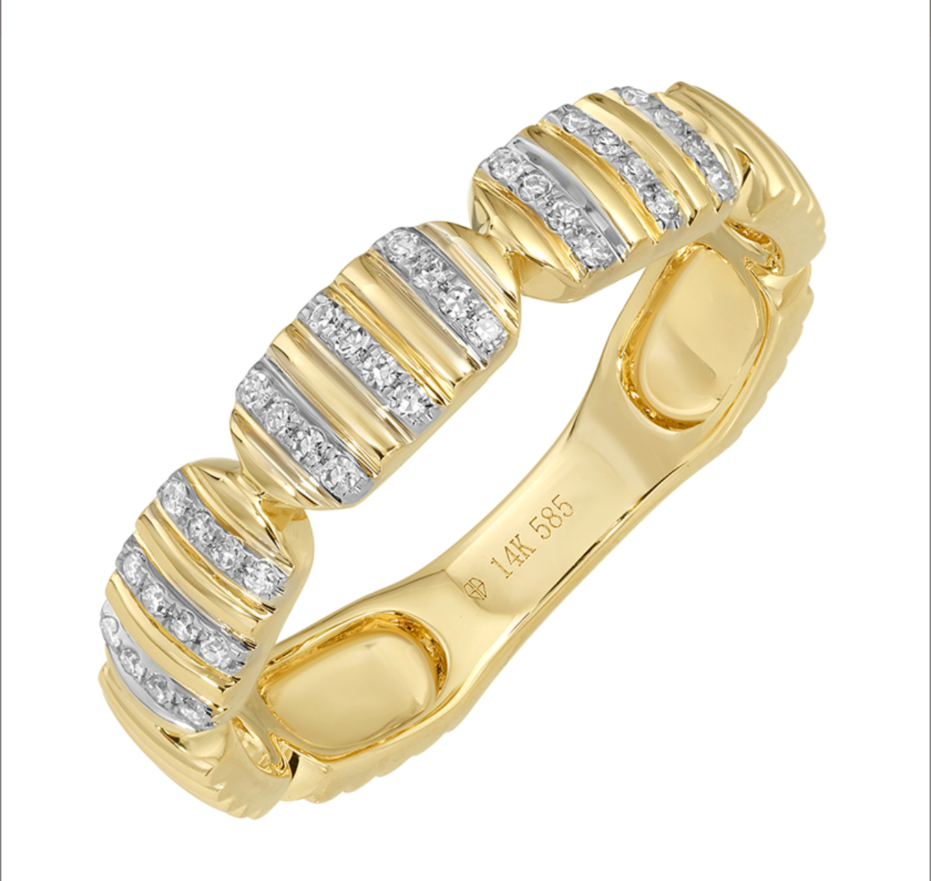 Ribbed Alternating Diamond Ring