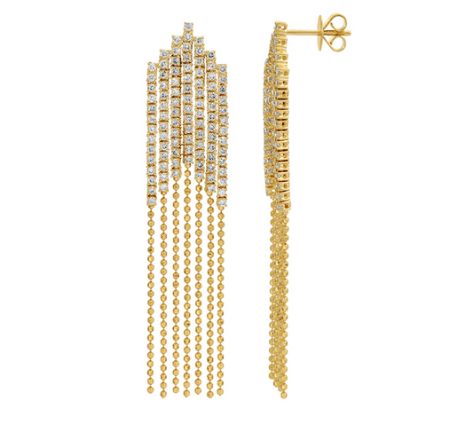 Diamond Tennis Tassle Earrings