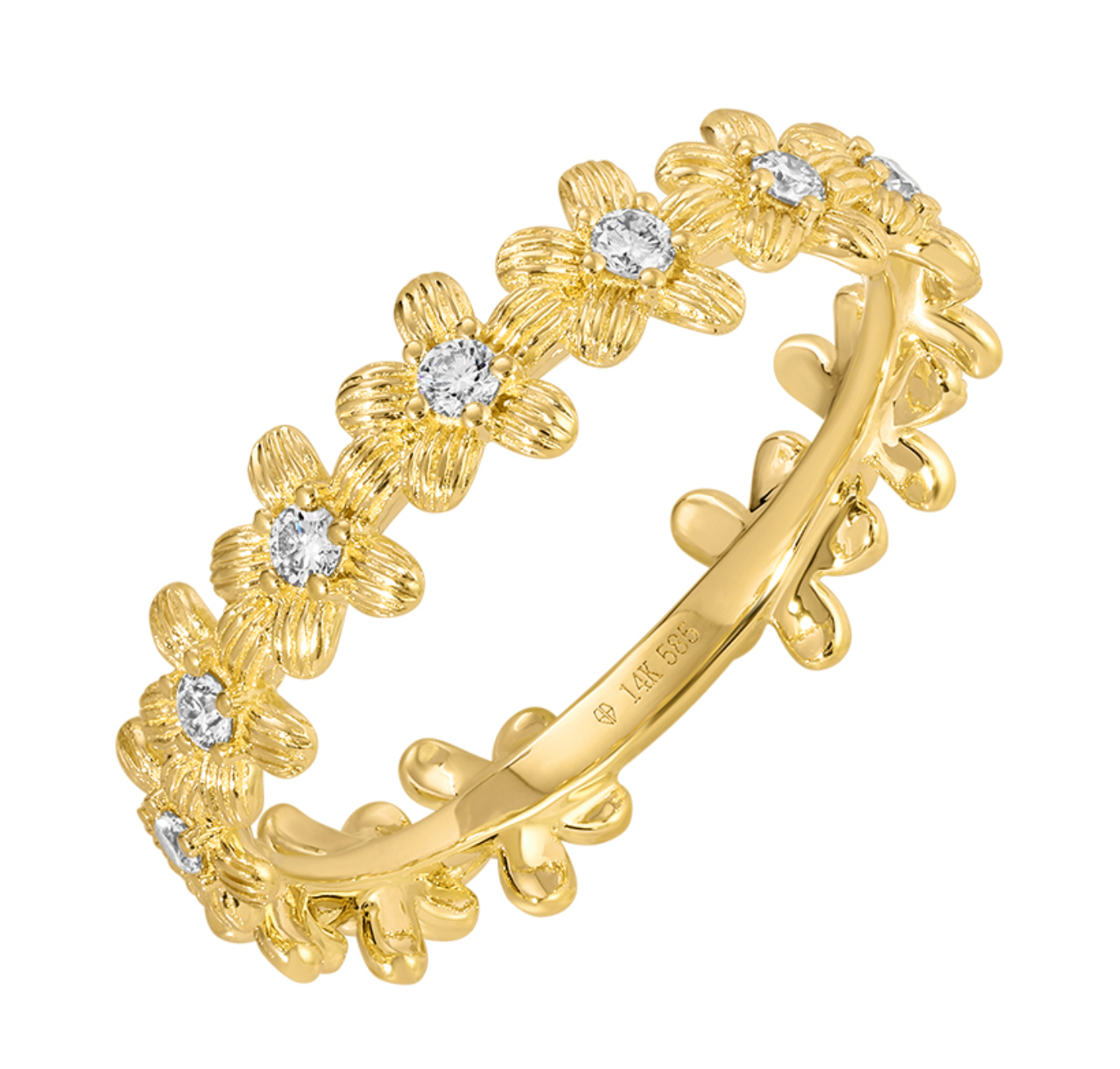 Yellow Gold Floral Diamond Ring