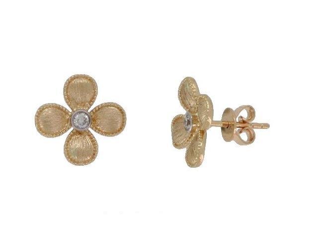 Brushed Gold Flower Studs