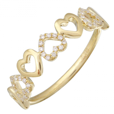 Diamond and Gold Outline Heart Ring