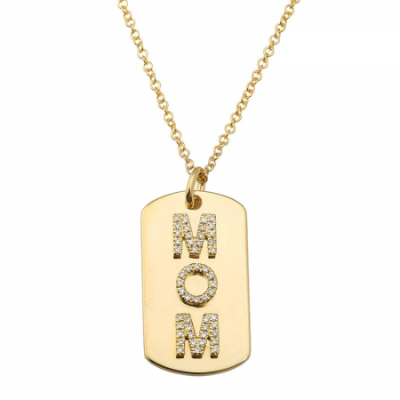 Diamond MOM Name Tag Necklace