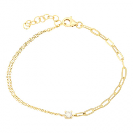 Yellow Gold Mixed Chain Diamond Bracelet