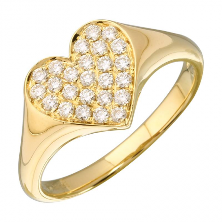 Diamond Heart Signet Ring