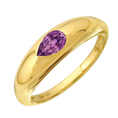 Pear Purple Amethyst Ring