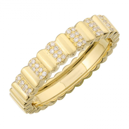 Ribbed Gold and Diamond Ring