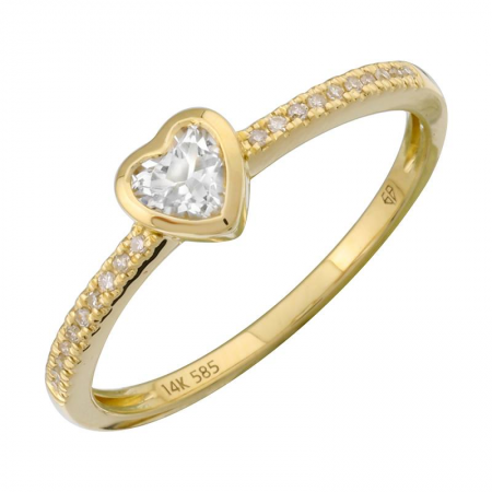 Diamond and White Topaz Heart Ring