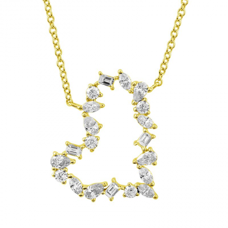 Multi-Shaped Diamond Heart Necklace