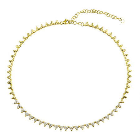 Trio Diamond Halfway Tennis Necklace