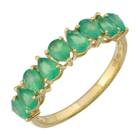 Pear Shape Green Agate Ring