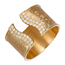 Hammered Gold and Diamond Open Ring