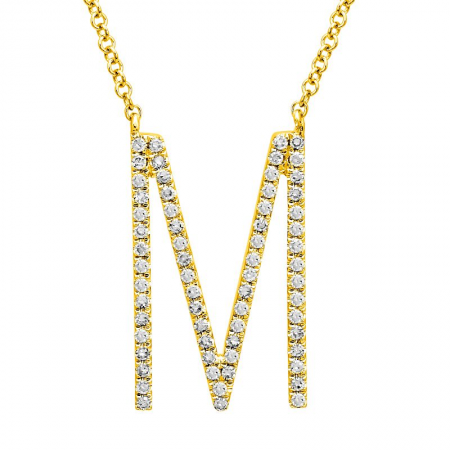 Diamond M Initial Necklace