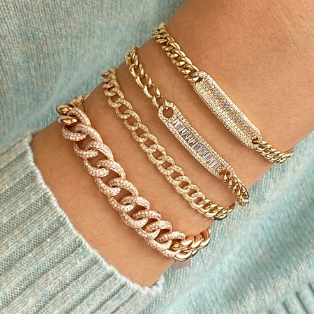 Diamond and Gold Cuban Link Chain Bracelet