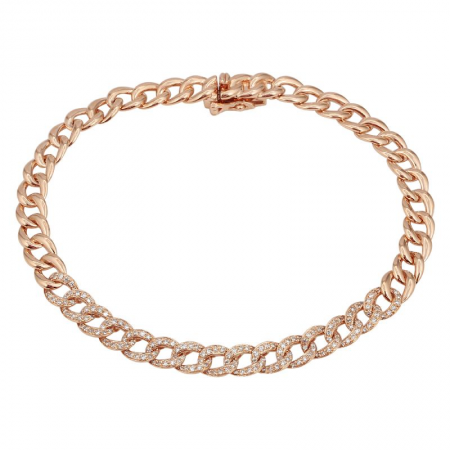 Diamond and Gold Cuban Link Chain Bracelet
