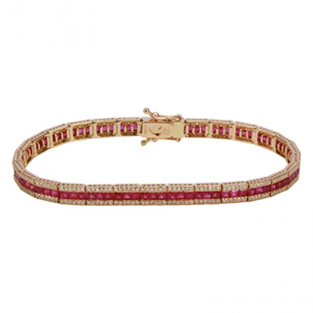 Rose gold diamond and ruby bracelet