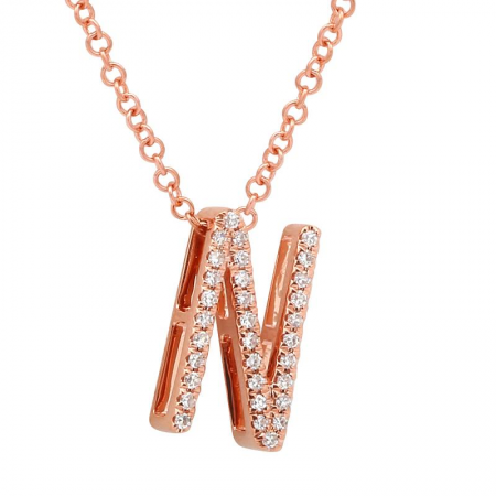 Diamond N Initial Necklace