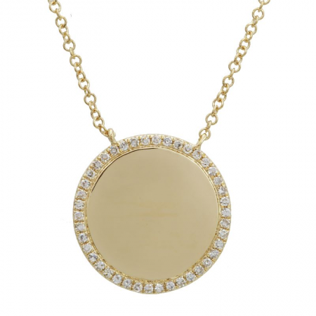 Matte Gold Pendant Necklace with Diamond Halo