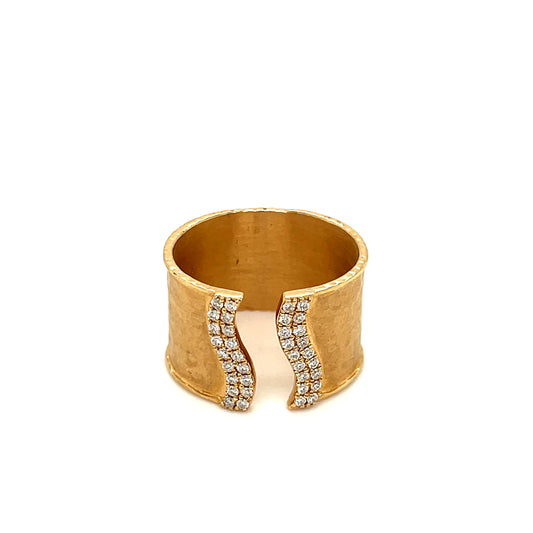 Hammered Gold and Diamond Open Ring