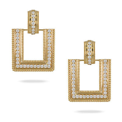 Square Diamond and Ribbed Hanging Earring